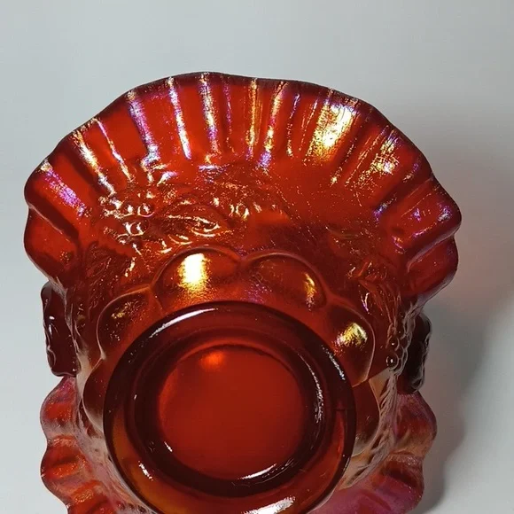 Fenton 2003 Historic Collection Ruby Amberina Basket #4633 RL Paneled Grapes - Picture 4 of 13